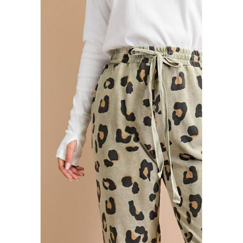 Aspen Mineral Wash Joggers in Faded Olive Leopard